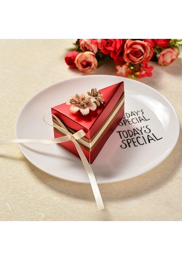 10 Adet Üçgen Pasta Şeklinde Şeker Kutusu Çiçekli Fiyonklu Çikolatalı Şeker Hediye Kutusu Gelin Duşu Düğün Doğum Günü Partisi İçin Parti Hediyelikleri