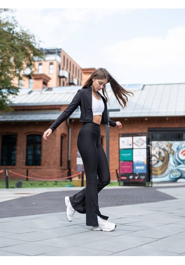 Siyah Yırtmaçlı İspanyol Paça Spor Tayt