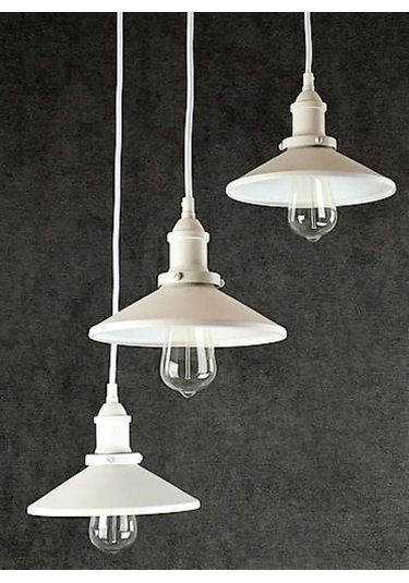 Riolight Vintage1,retro,rustik Beyaz 3xe27 Duylu Metal Sarkıt Avi Beyaz