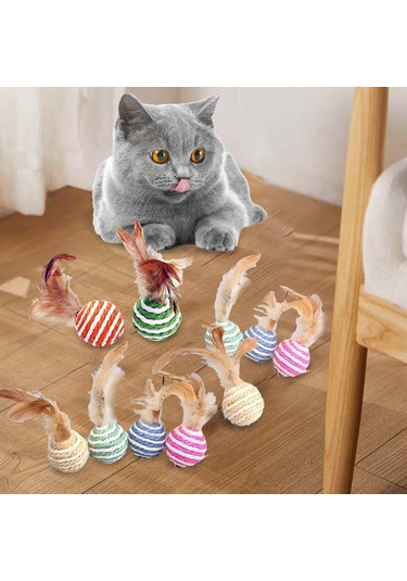 Homyl 10 Adet Kedi Tırmalama Topu Mobilya Koruma Tüy Oyuncaklar