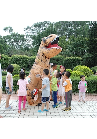 Şişme Dinozor Yetişkin Kostümü Cadılar Bayramı Şişirilmiş Ejderha Kostümleri Parti Karnaval Kostümü Kadınlar Erkekler İçin Kahverengi