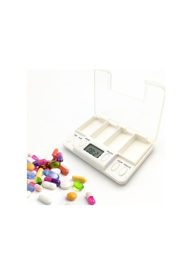 Sones Tf200 4 Hücreli Akıllı Zamanlı Hatırlatıcı Taşınabilir Plastik Hap Kutusu Hap Saklama Kutusu Beyaz