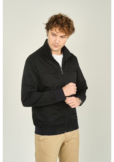 Daynax Erkek Hakim Yaka Fermuarlı Cep Detaylı Mevsimlik Spor Mont 4500 Lacivert Lacivert