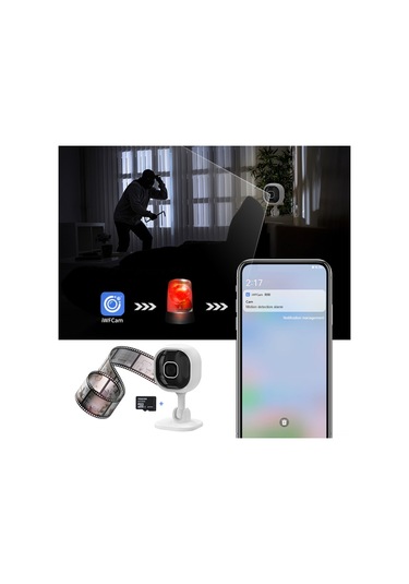 Geeksen 1080p Wifi Kamera, 2.4g Kablosuz Bağlantı, Geniş Açı Lens, Hareket Algılama, İç Mikrofon, Dairesel Kayıt Beyaz