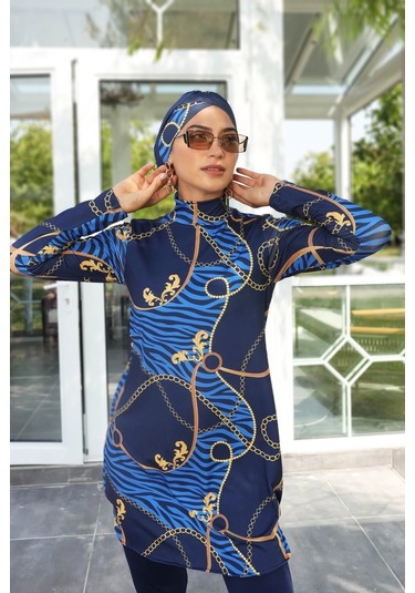 Likralı Tam Kapalı Tesettür Mayo 268-514 Lacivert Lacivert