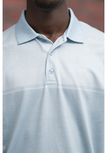 Advante Regular Fit Likralı Pano Desenli Polo Yaka T-shirt Buz Mavisi