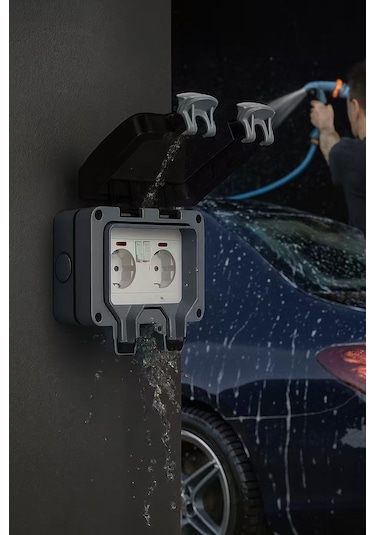 Dış Mekan 2'li Priz, 2 Akım Koruma Anahtarlı Ip 66 Akım Korumalı Priz