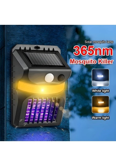 Honeybeeshop Güneş Enerjili Sivrisinek Kovucu Duvar Lambası Beyaz Işık Sıcak Işık Mor Işık Bahçe Merdiven Dış Mekan