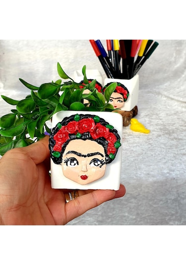 Tekli Frida Saksı/kalemlik