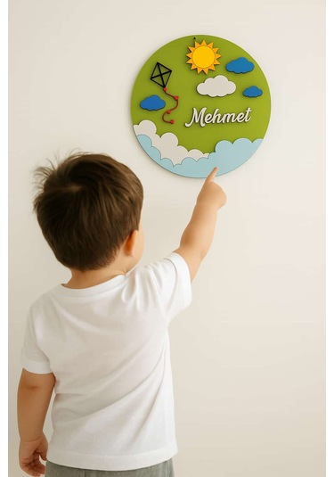 Çocuk Odası Kapı veya Duvar Süsü Kişiye Özel İsim Yazılı No:1001 Yeşil