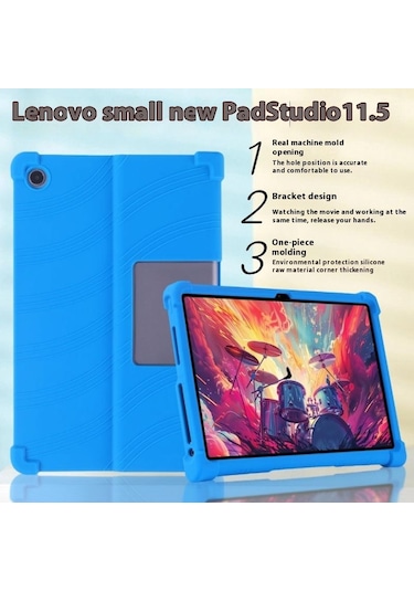 Lenovo Xiaoxin Pad Studio 11,5 İnç/tab Plus Silikon Kılıf Ve Destek Standı Sağlam Koruyucu Kapak - Gül Tablet Kılıfı