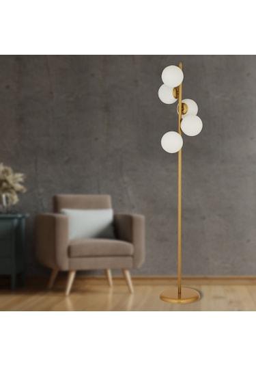 Uzel 5 Başlıklı Eskitme Modern Tasarım Metal Lambader