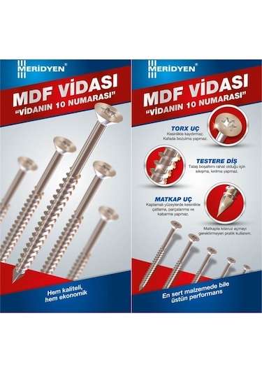 Vida 3.5X50 Meridyen 200 Adet Mdf Vidası
