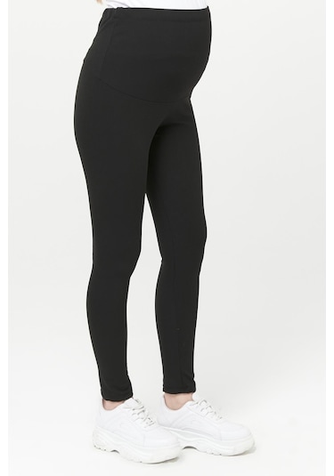 Luvmabelly Myra8068 Toparlayıcı Fitilli Termal İçi Şardonlu Sıcak Tutan Beli Ayarlanabilir Hamile Tayt -siyah-siyah