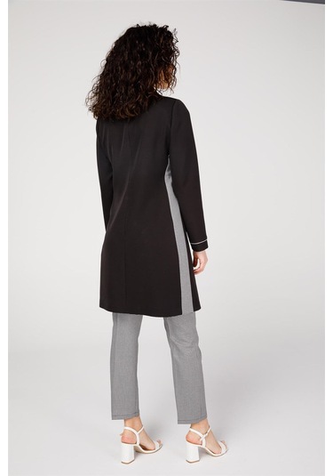 Erkek Yakalı Kaz Ayak Desen Kombinli Pantolon Ceket Takım Siyah Siyah