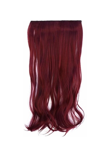 Caş Dekorasyon Isıya Dayanıklı Yarımay Çıt Çıt Saç - 39 - Şarap Kızıl - Dalgalı - 60 Cm - 110 Gr