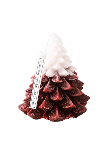 Noel Ağacı Mumlar Kule Şekilli Mumlar Noel Partisi Beyaz Kırmızı