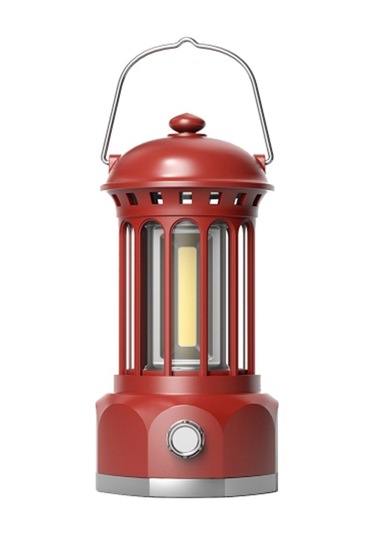Şarj Edilebilir Cob Kamp Işığı Retro Tarzı Çadır Asma Işık Fener Lambası Yürüyüş Akşam Partisi Için Boyut: L - Kırmızı