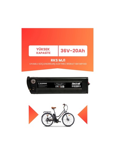 Rks Mj1 Uyumlu 36v 20ah Elektrikli Bisiklet Bataryası Siyah