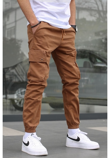 Madmext Camel Dar Paça Kargo Cep Erkek Pantolon 5647