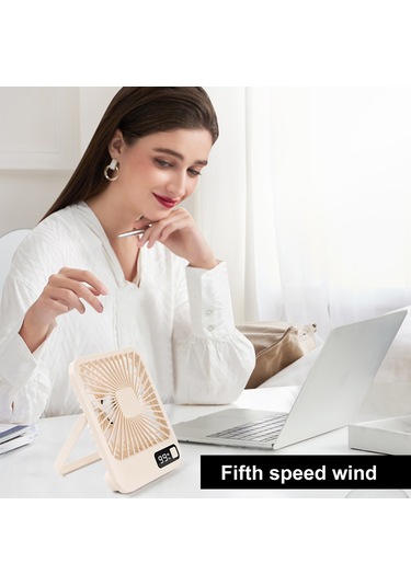 Vkemall Hızlı Şarjlı 5 Kademeli Ayarlanabilir Rüzgar Hızına Sahip Taşınabilir Masa Fanı
