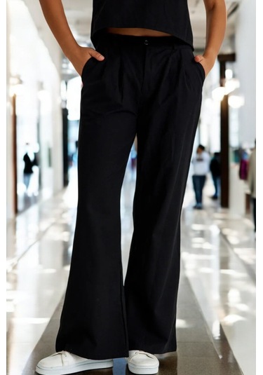 Yazlık Alt Üst Kolsuz Keten Takım siyah