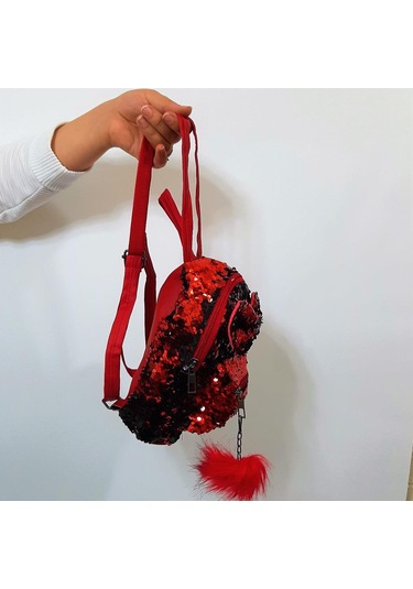 Fiyra Crn Kırmızı Pullu Kız Çocuk Sırt Çantası 16cmx20cmx10cm 001