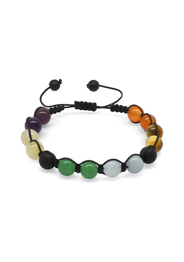 Tesbihane Makrome Örgülü Küre Kesim Çoklu Doğaltaş Kombinli Kadın Başarı Bi Çok Renkli