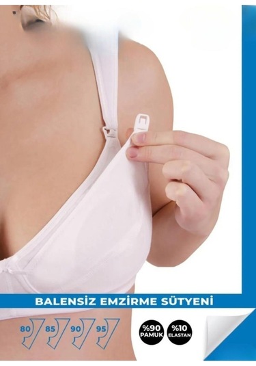 Kapbirtane Kadın Penye Balensiz Emzirme Likralı Sütyen 2013 - 1 Adet Beyaz