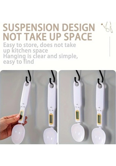 Oldfriend Yellow 500g 0.1g Hassas Mutfak Terazisi Büyük Kaşık Otomatik Tare Lcd Ekran Sarı