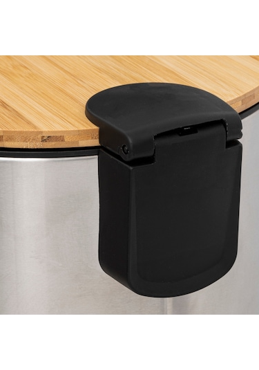 5five Çöp Kovaları Simply Smart Bambou 30 Lt Metal Inox