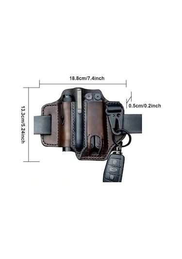 Geeksen Kemer İçin Çok Amaçlı Alet Kılıfı, Erkekler İçin Deri Edc Cep Düzenleyici, Kalemlikli Leatherman Kılıfı, Anahtarlık, El Feneri Kılıfı, Edc Deri Kese Kahverengi