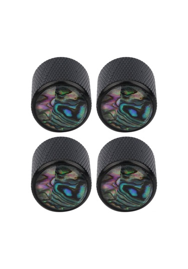 Hfambition 4 Adet Elektro Bas Ve Gitar Ton/volüm Kontrol Knobu - Metal + Gerçek Kabuk Takımı Siyah Renkli Dayanıklı Aksesuar