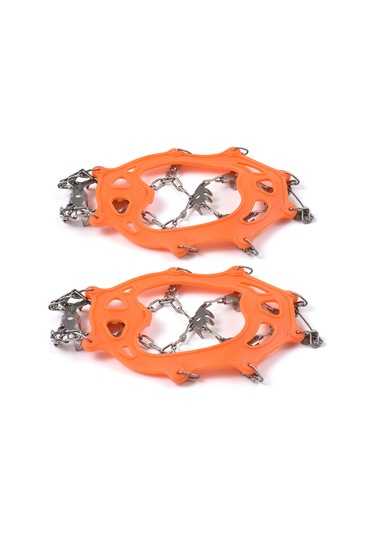 Wezone Paslanmaz Çelik 24 Dişli Buz Tırnağı - Kar Buz Kaydırmaz Ayakkabı Aksesuarı Portakal