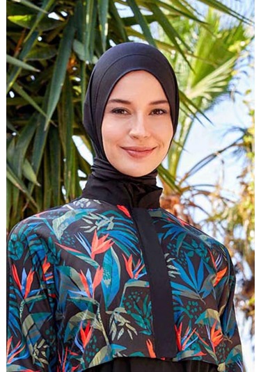 Remsa Mayo Çıtçıtlı Bone Yüzücü Eşarp Bone Havuz Deniz Bonesi Rbe-02 Siyah Siyah