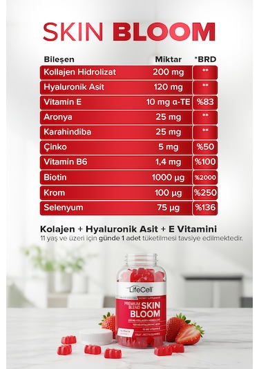 Life Cell Skin Bloom Takviye Edici Gıda 60 Çignenebilir Jel