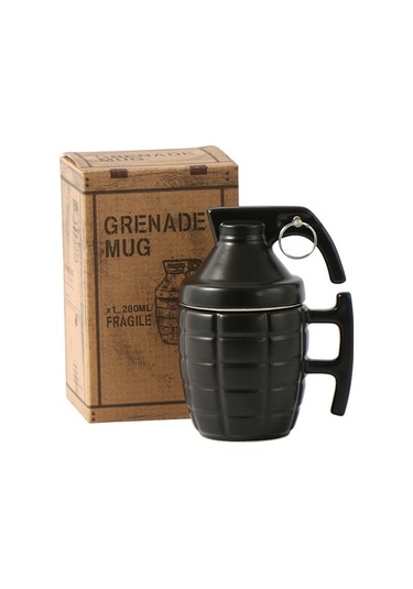 Yifomall Kreatif El Bombası Desenli Seramik Kupa, Kapaklı Fantezi Kahve/çay Bardak, Özel Hediyelik Fason Bardak Siyah Diğer