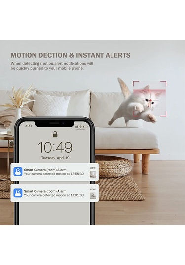 Vkemall 1080p Wifi Güvenlik Kamerası: 360 Görüş, Gece Görüşü, Hareket Takibi Ve İki Yönlü Ses İle Ev Ve Bebek İzleme