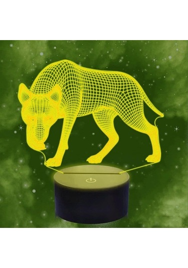 Goldenqian 3d Kurt Gece Lambası Led Lamba Illusion 7 Renk Değiştirme Dokunmatik Anahtarı Masa Masa Dekorasyon Lambaları Doğum Günü Hediyesi Akrilik Taban Usb Kablosu Oyuncak 0xh0ce Siyah