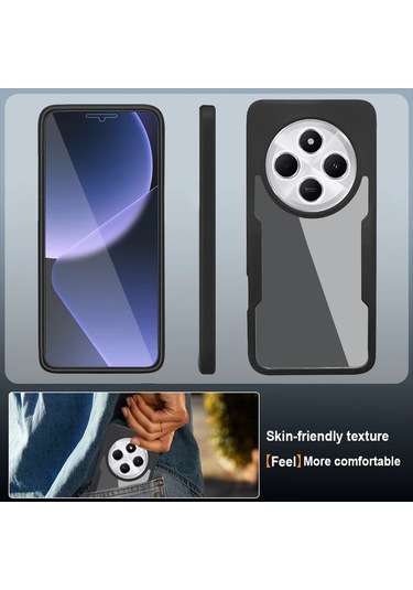 Fochsia Redmi 14c 4g Tamamen Şeffaf Titreşim Önleyici Tam Koruma Kılıf Kırmızı