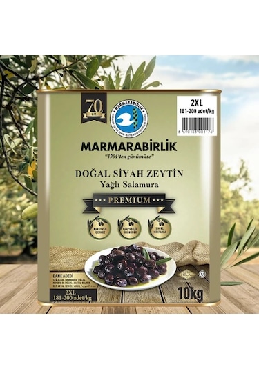 Marmarabirlik Premium 181-200 Kalibre Siyah Zeytin 10 KG