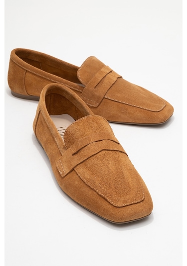 Luvishoes Luvi Shoes Morne Taba Süet Hakiki Deri Kadın Loafer Ayakkabı Taba Süet