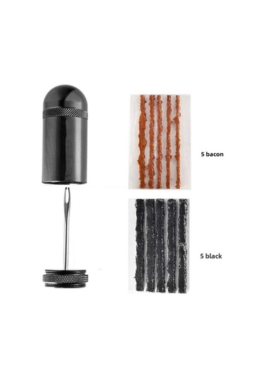 Kosona Bisiklet Lastik Tamiri İçin Taşınabilir Acil Tamir Seti - Vakum Lastik İçin Siyah Tamir Bantı Ve Özel Uç Takımlar Siyah