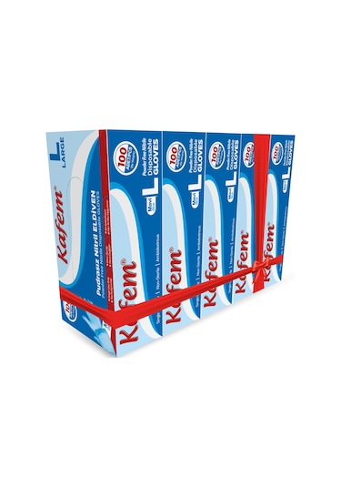 Kafem Mavi Nitril Eldiven Pudrasız (L) 100 Lü X 5 Paket