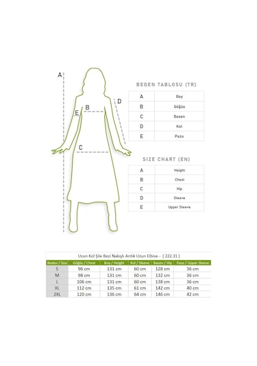 Uzun Kol Şile Bezi Nakışlı Antik Uzun Elbise Krem Krm-krem