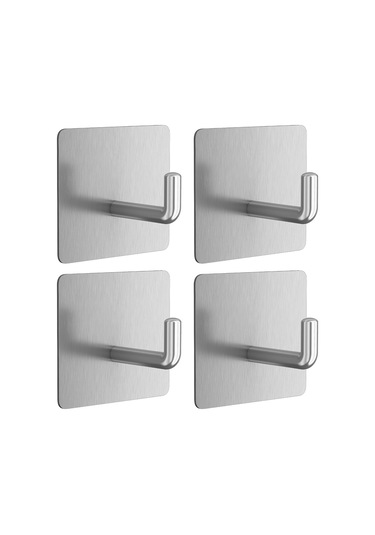 4 Adet Duvara Monte Kanca 304 Paslanmaz Çelik Asma Kancaları Mutfak Banyo Yatak Odası İçin Gümüş