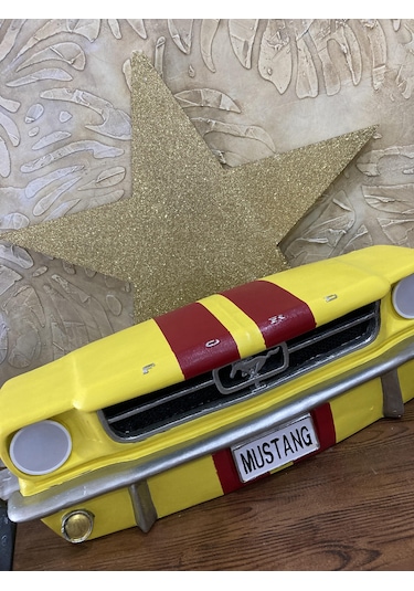 Işıklı Mustang Duvar Obje Araba Sarı Kırmızı