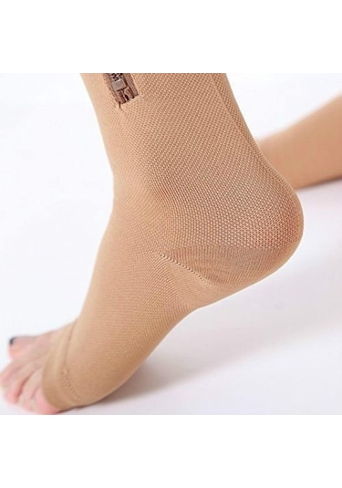 Fermuarlı Medikal Varis Çorapları Burnu Açık Fermuarlı Çorap