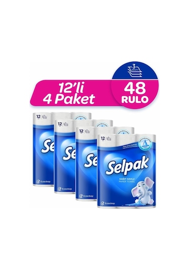 Selpak Kağıt Havlu 12X4 Set (48 Rulo Kağıt Havlu)