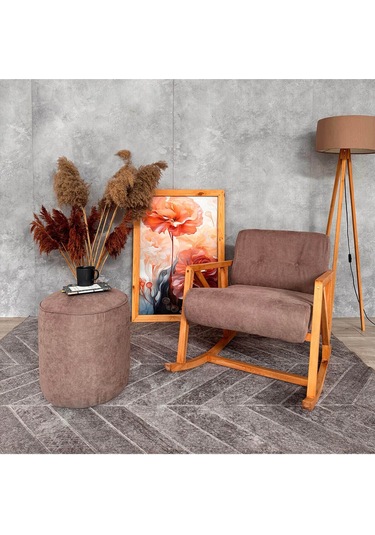 Nini Sallanan Ahşap Berjer Koyu Kahve Koyu Kahverengi